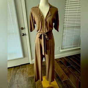 BCBG MaxAzria Tan Knit Gaucho Jumpsuit Sz XS